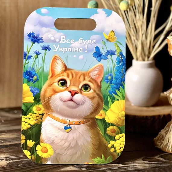 Деревянная доска "Рыжий котик" Ubumblebees (ПСФ154) PSF154 прямоугольная | Зображення 1