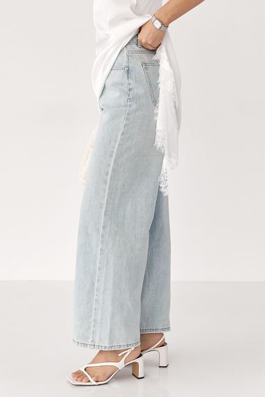 Прямі блакитні джинси Wide leg - блакитний цвет, S (є розміри) | Зображення 1