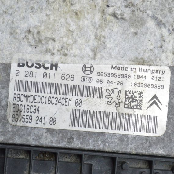 Блок управління двигуном 1.6 Peugeot Expert Partner 206 307 комп'ютер ЕБУ Пежо 0281011628 EDC16C34 9655924180 | Зображення 2