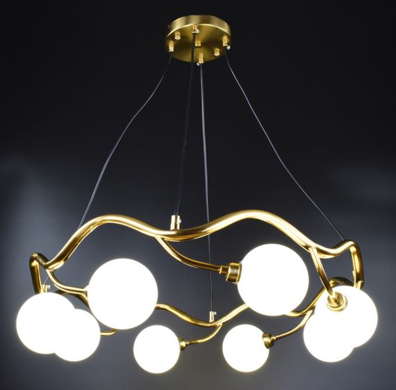 Люстра підвісна на 8 лампочок 26857 Латунь 40-140х65х65 см. | Зображення 5