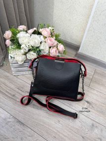 Невелика жіноча сумка крос-боді Чорна з червоним