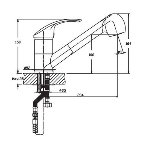Змішувач для кухні Haiba MARS 014 c висувною лійкою (HB0266) | Зображення 1