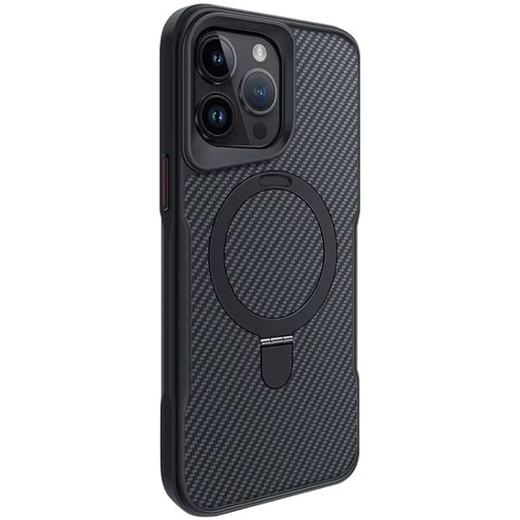 TPU+PC чехол Metal Buttons with MagSafe Carbon Ring для Apple iPhone 14 Pro Max (6.7") Черный