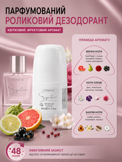 Парфюмированный роликовый женский дезодорант антиперспирант Farmasi Signature 50 мл | Зображення 2
