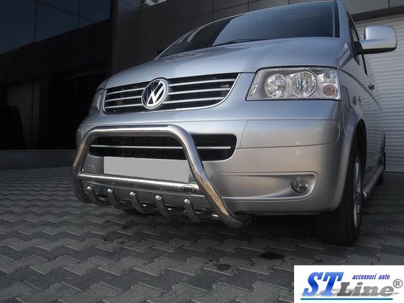 Кенгурятник WT003 (нерж) 60мм, с надписью для Volkswagen T5 Caravelle 2004-2010 гг | Зображення 4