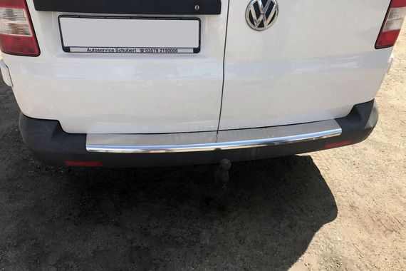 Накладки на задний бампер с загибом (Carmos V1, сталь) для Volkswagen T5 Multivan 2003-2010 гг | Зображення 2