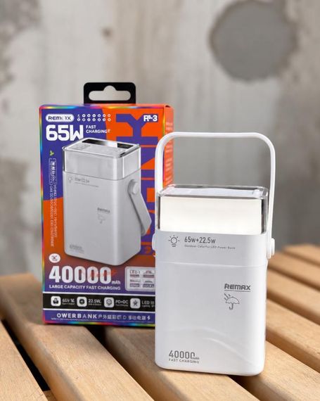 Павербанк Remax FP-3 40000mAh 65W зовнішній акумулятор потужний зарядний пристрій для ноутбука та смартфона | Зображення 1