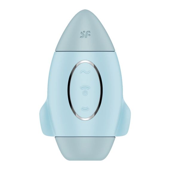 Вакуумний стимулятор з вібрацією Satisfyer Mission Control Blue, 2 незалежні мотори | Зображення 1