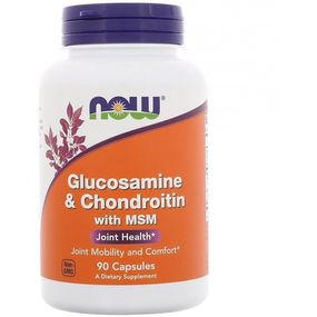 Препарат для суглобів та зв'зок NOW Foods Glucosamine & Chondroitin with MSM 90 Caps