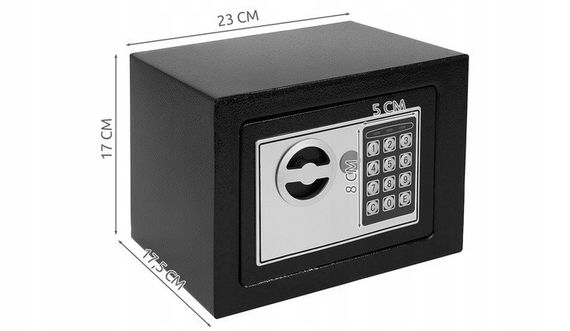 🛡 Електронний сейф з кодовим замком і ключем, чорний, 23×17,5×17 см | Зображення 5