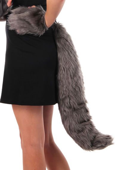 Анальна пробка з хвостом Anal plug faux fur fox tail light grey polyeste | Зображення 1
