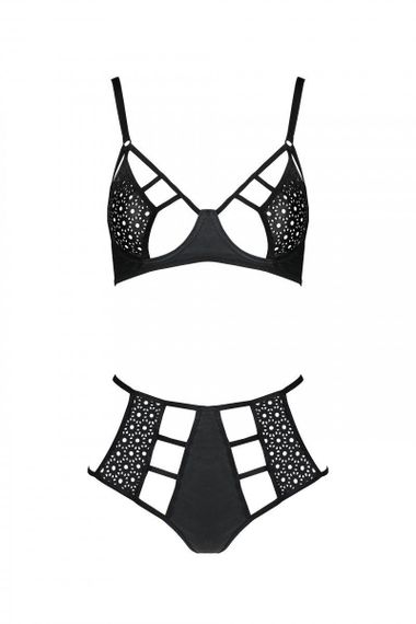 Розпродаж!!! Комплект з екошкіри Passion Tamaris Set black L/XL, бюстгальтер та трусики Sex Aura | Зображення 2