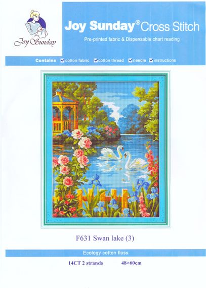 Набор для вышивания по нанесённой на канву схеме "Swan lake 3". AIDA 14CT printed, 48*60 см | Зображення 1