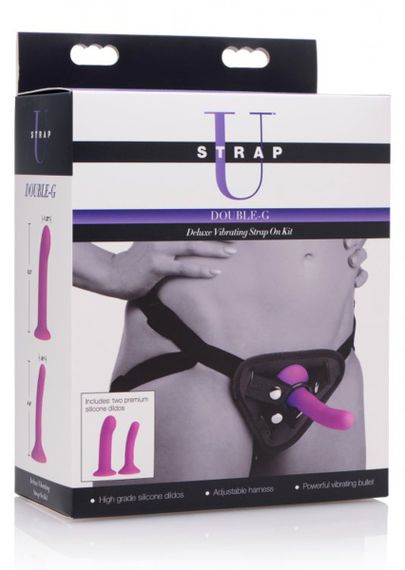 Набір страпонів з вібрацією Double-G Deluxe Vibrating Strap-On Kit Sex Aura | Зображення 4