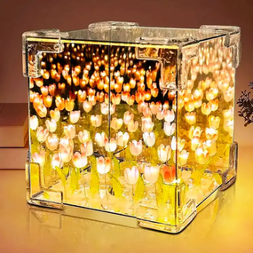 Нічник Нескінченні тюльпани (10×10 см), світильник тюльпани, Набір Зроби сам, працює від батарейок