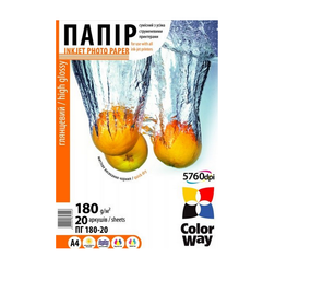 Папір А4 глянцевий 180г/м 50 шт ColorWay PG180050A4