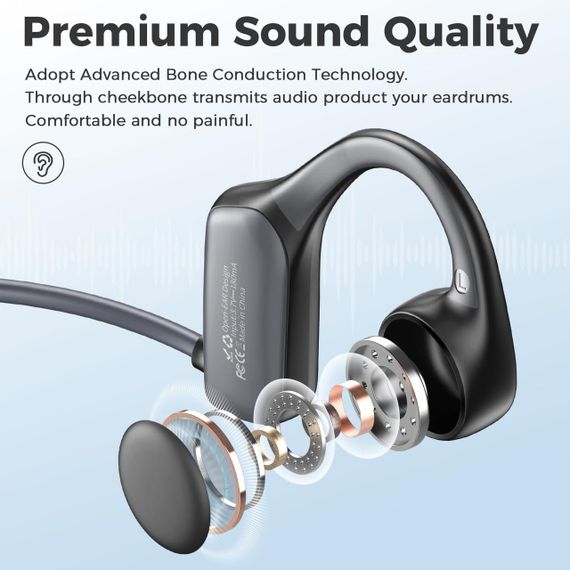 Навушники AHEYE з кістковою провідністю, водонепроникні IP68, з MP3-плеєром 32 ГБ для плавання | Зображення 1