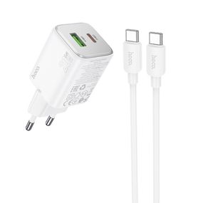 МЗП Hoco N41 Almighty PD20W+QC3.0 (1USB-A/1C) + кабель Type-C to Type-C White