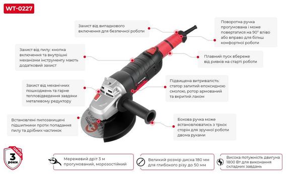 Машина шліфувальна кутова INTERTOOL WT-0227 | Зображення 8