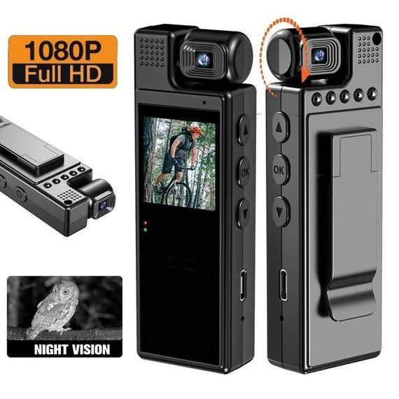 Боді-камера L9, нагрудний відеореєстратор Full HD 1080p з дисплеєм 1.3, датчиком руху, LED-підсвіткою ZA-48 | Зображення 3