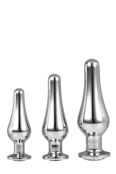 Анальні пробки набір металевих іграшок Dream Toys Gleaming Love Pleasure Set Silver — 3 конічні розміри | Зображення 1