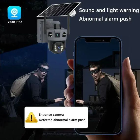 Вулична WiFi камера відеоспостереження із сонячною панеллю та двома об'єктивами TP18 Камера відеоспостереження 6Мп | Зображення 2