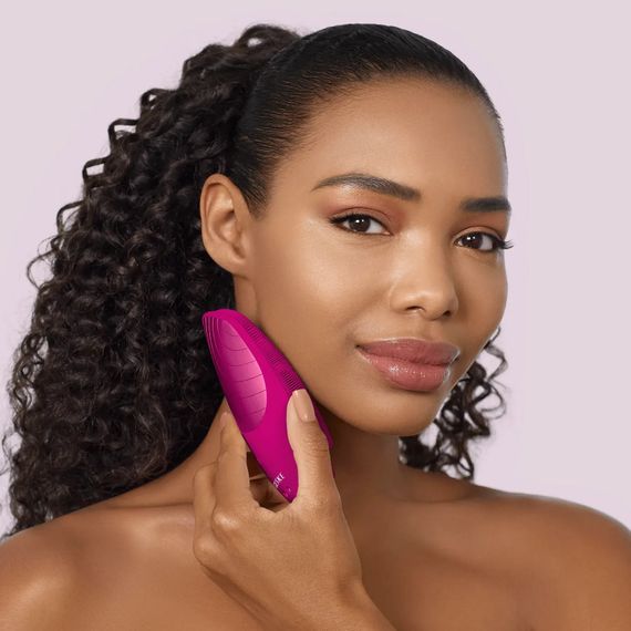Електронна звукова термо щітка для обличчя GESKE Sonic Thermo Facial Brush 6в1 gray, Малиновий | Зображення 3