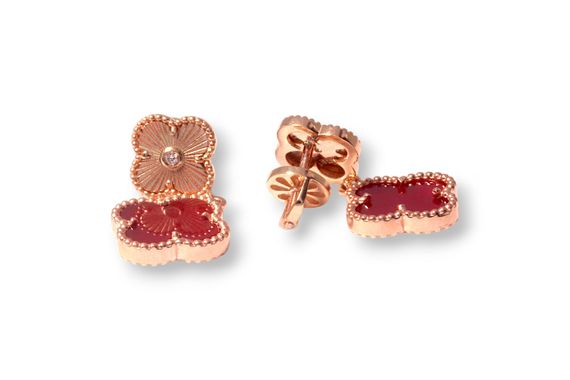 Серьги из красного золота с сердоликом S-0352 | Зображення 1