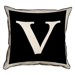 Подушка з мішковини Английская буква V 45x45 см (45PHB_ABC044_WH)