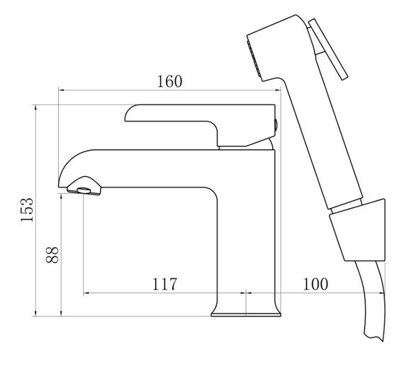 Змішувач для раковини Qtap Grand, Chrome (k35) з гігієнічним душем QTGRA272CRM45670 | Зображення 1