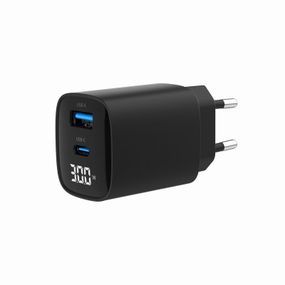 Мережевий зарядний пристрій Gembird TA-UC-PDQC30LCD-BK-01