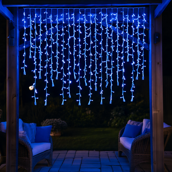 Уличная гирлянда Бахрома 36 м 600 LED белый провод Синий 36MWBL | Зображення 1