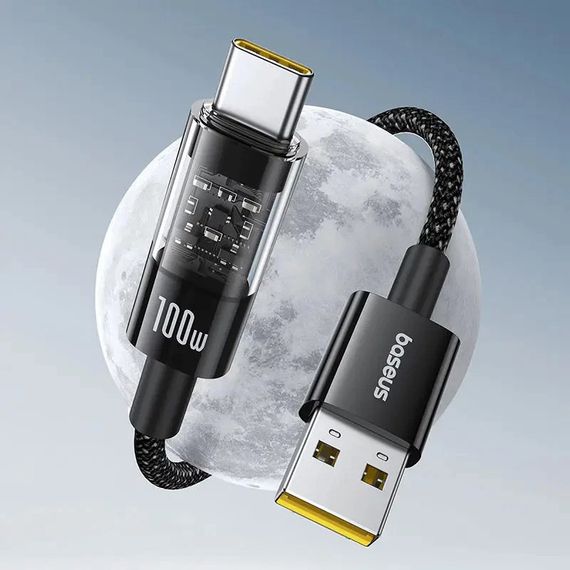 Дата кабель Baseus Gem Fast Charging USB to Type-C 100W (1m) (P10373002211) Cluster Black | Зображення 1