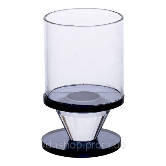 Підсвічник скляний 6×10 см на одну свічку підсвічник келих на ніжці декоративний Сірий HP-4-19S