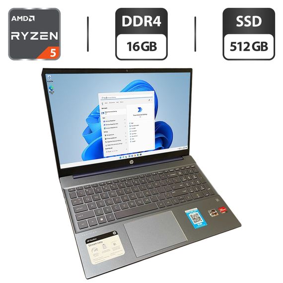 Ноутбук HP 15-eh1052wm / 15.6" (1920x1080) IPS / AMD Ryzen 5 5500U (6 (12) ядра по 2.1 - 4.0 GHz) / 16 GB DDR4 / 512 GB SSD / AMD Radeon Graphics / WebCam б/у