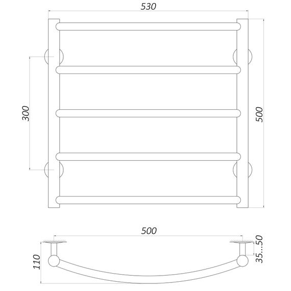 Рушникосушарка UNIO D W 500-500-5 Драбинка Дуга (20652) | Зображення 1