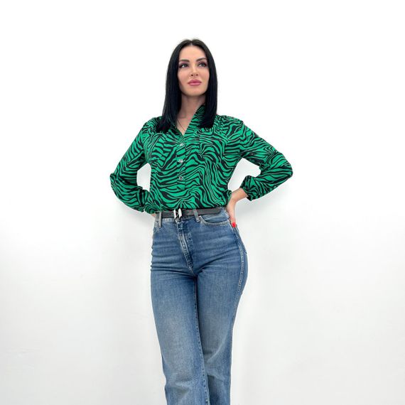 Женская стильная блуза с принтом GF04199 цвет зеленый, размер 42/44 | Зображення 3