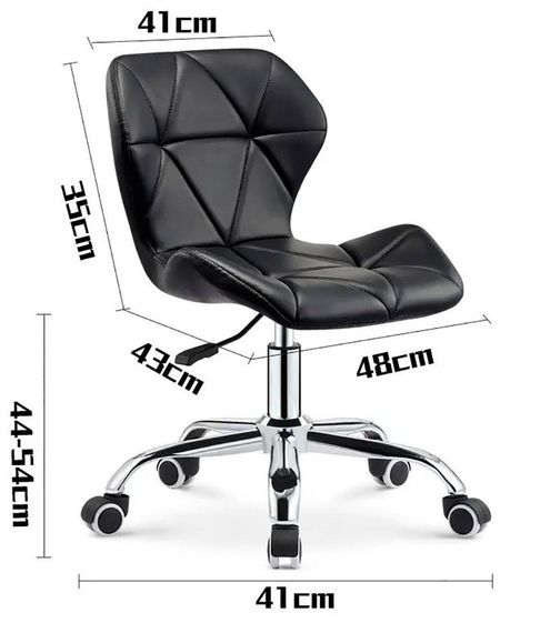 Мобільний робочий стілець Рокі хромована хрестовина з колесиками, м'яке сидіння чорний шкірозамінник