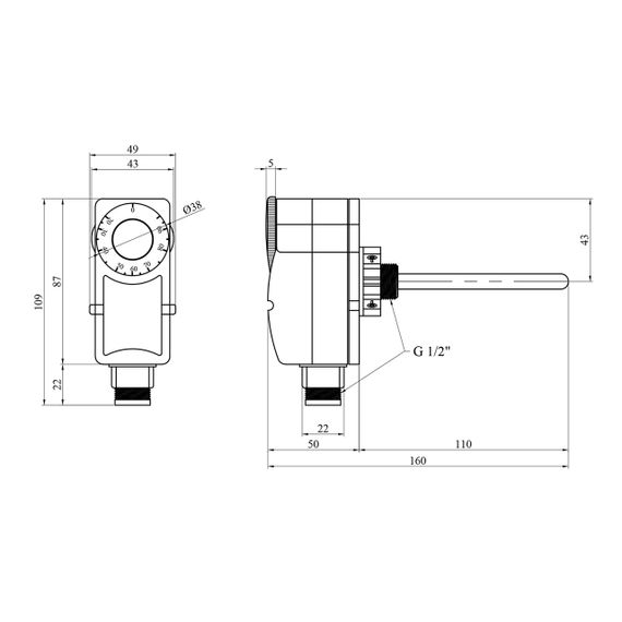 Термостат занурювальний Karro 1/2'' РЗ 90°С KR-1089 | Зображення 1