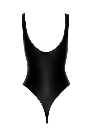 Боді під шкіру Noir Handmade F244 Powerwetlook body with high cut bottom hem Чорне M | Зображення 5