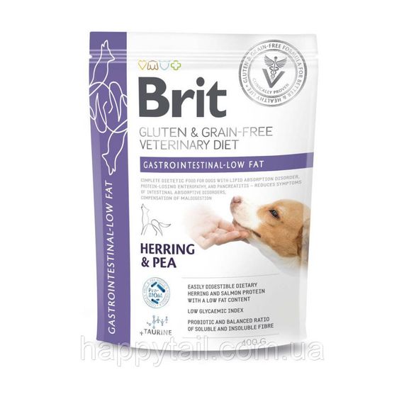 Дієтичний сухий корм для собак Brit Veterinary Diets Gastrointestinal Low Fat при панкреатиті 400 г