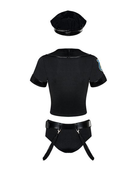 Эротический костюм полицейского Obsessive Police set S/M, black, топ, шорты, кепка, пояс, портупея Sex Aura | Зображення 2