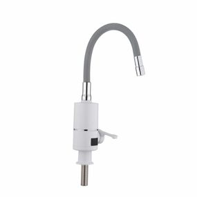 Проточний кран-водонагрівач з гнучким виливом для кухні  Lidz Warm 065  LDWAR065GRE49096 White/Grey