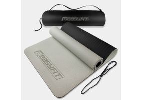 Килимок для йоги та фітнесу EasyFit TPE+TC 6 мм двошаровий + Чохол сірий з чорним (EF-1924s-GYBK)