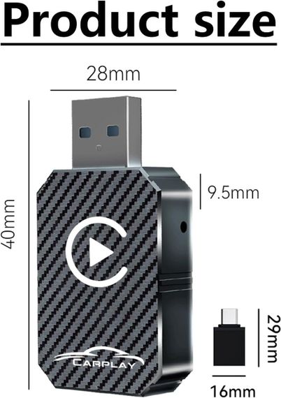 Бездротовий адаптер CarPlay XIXIXIAXIA Q1M 2025, конвертація з дротового Карплей Plug & Play USB-C iOS 12+ чорний | Зображення 6