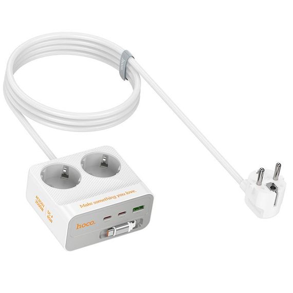 Удлинитель Hoco AC28 Descanso (PD45W/1C/3A/2xSocket) (2m) White | Зображення 6