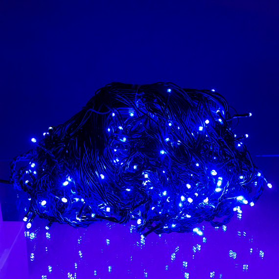 Вулична гірлянда Бахрома 25 м 405 LED синя, чорний провід | Зображення 1