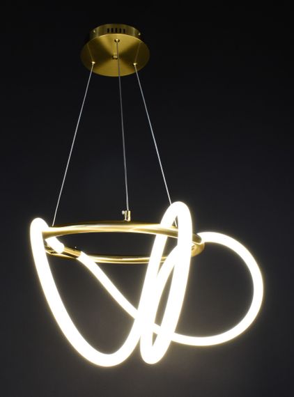 Люстра світлодіодна підвісна LED світильник для квартири на стелю лед 27737 Латунь 45-150х70х70 см. | Зображення 5