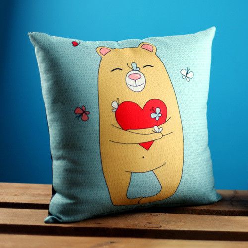 Подушка габардинова з принтом Від тобі у мене всередині лагідно! 30x30 см (3P_SAN028)