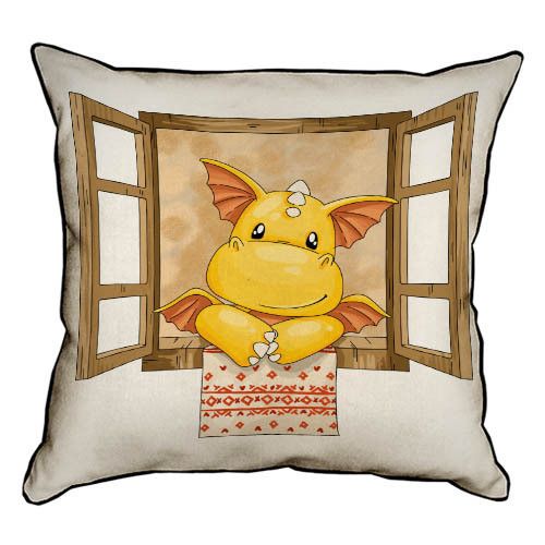 Подушка с мешковины Дракоша! 45x45 см (45PHB_23NG018)